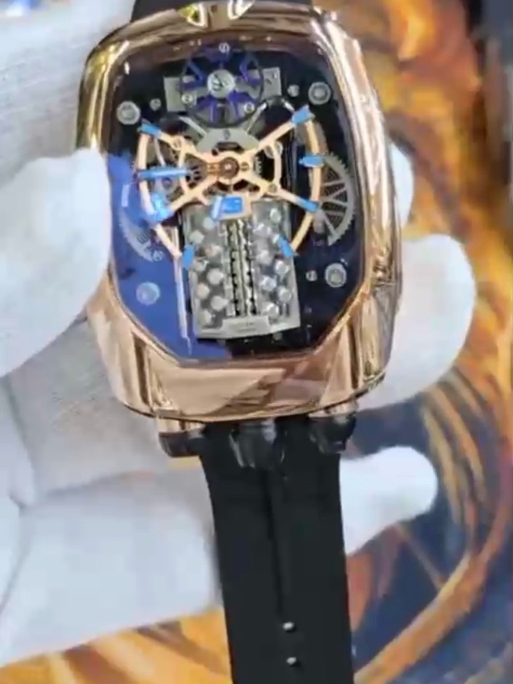 Skeleton Tourbillon-Style Watch Gold & Black
